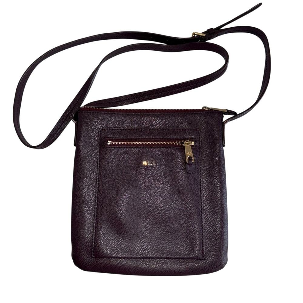 VINTAGE RLL RALPH LAUREN Burgundy Leather Crossbody or Wallet with Gold Hardware